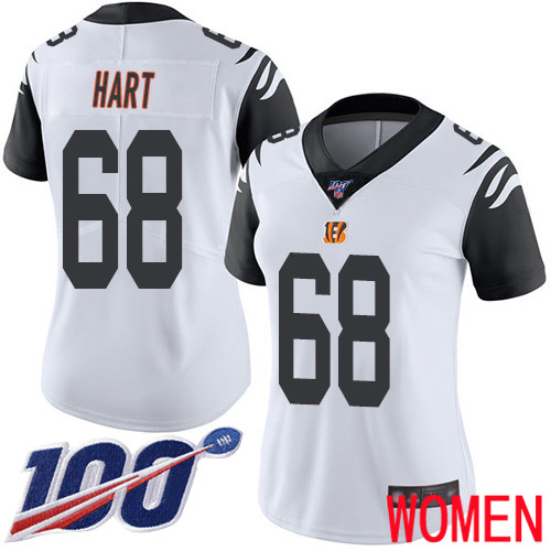 Cincinnati Bengals Limited White Women Bobby Hart Jersey NFL Footballl #68 100th Season Rush Vapor Untouchable